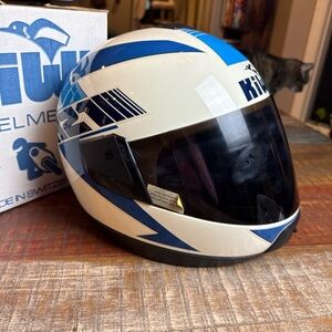 Vintage Kiwi K21 Motorcycle Helmet Retro Swiss Made Switzerland Blue Man 3/90 XL